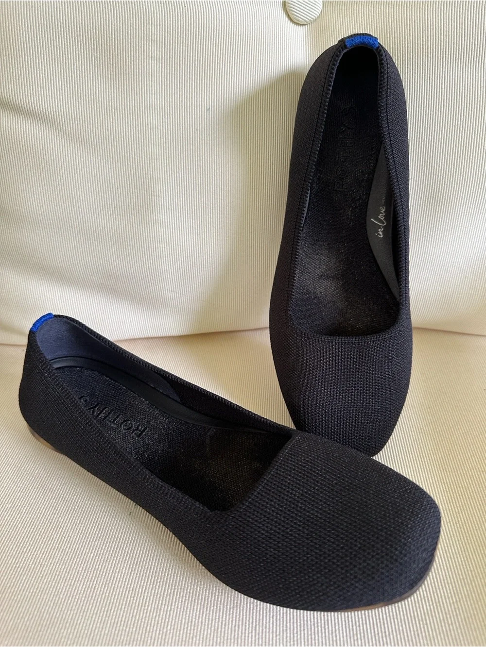 Rothy’s Max Square Flats with supportive “In Love” Insole size 7.5 best fit 7